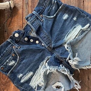 Distressed Levi Denim Shorts